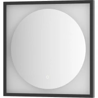 Зеркало Defesto Eclipce 60х60 DF 2231S с подсветкой 12W-3000К/в багетной раме/Сенсорный выключатель/Теплый белый свет/Черная рама