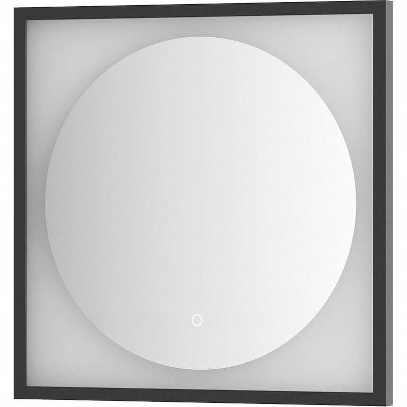 Зеркало Defesto Eclipce 60х60 DF 2231S с подсветкой 12W-3000К/в багетной раме/Сенсорный выключатель/Теплый белый свет/Черная рама