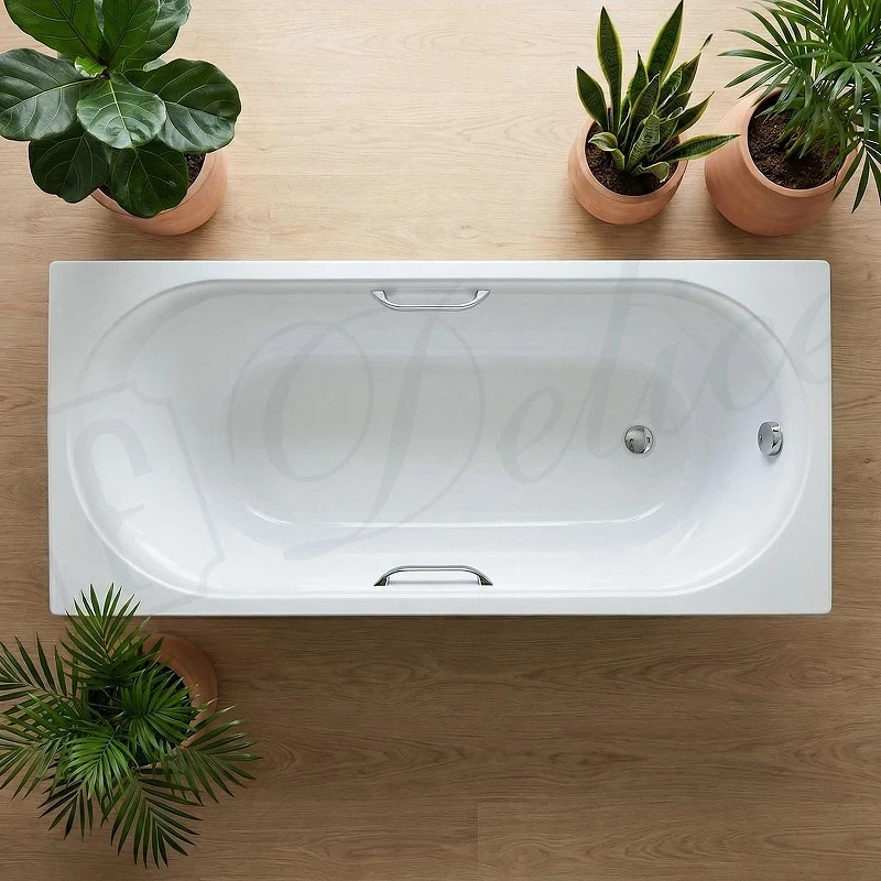 Ванна из искусственного камня Delice Dolce 170х75 DLR330059R-G цвет Белый глянцевый с ручками Хром