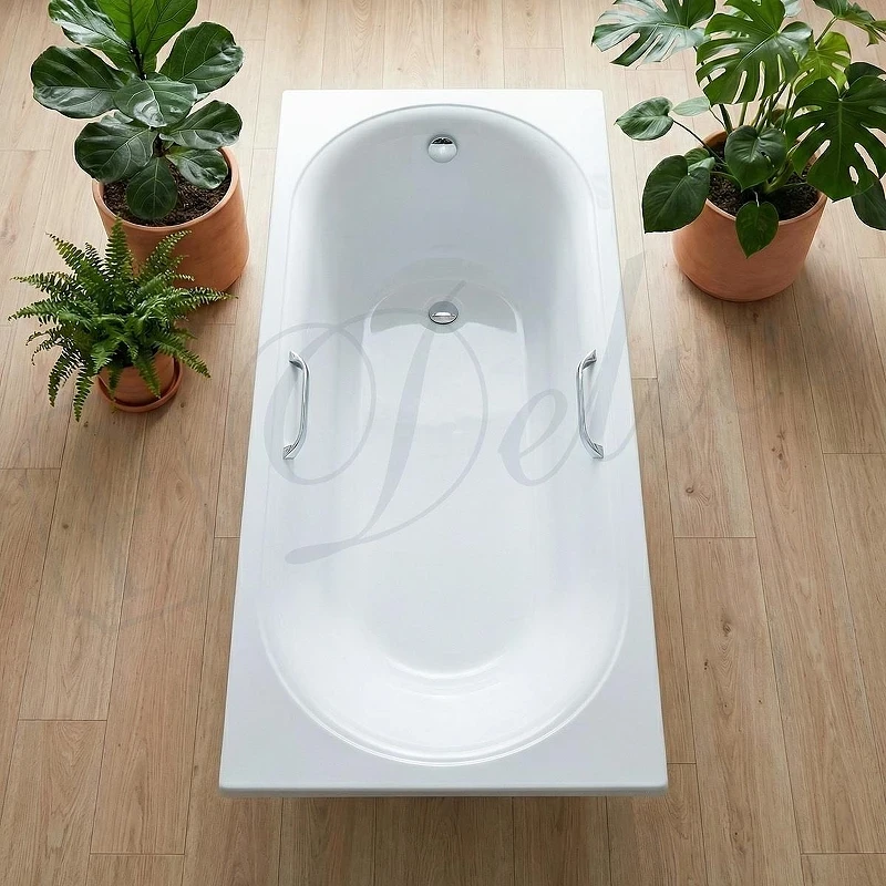 Ванна из искусственного камня Delice Dolce 170х75 DLR330059R-G цвет Белый глянцевый с ручками Хром