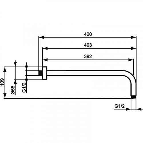 Кронштейн для верхнего душа Ideal Standard Ideal Rain B9445AA Хром латунь на стену