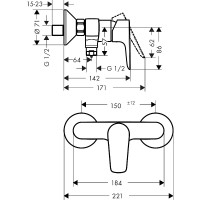 Смеситель для душа Hansgrohe Talis E 71760670 Черный матовый латунь на стену