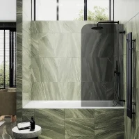 Шторка для ванны Maybah Glass MGV-654-6 705х1400 поворотная на петлях Черный стекло графитовое