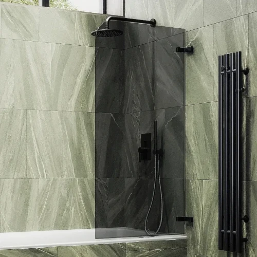 Шторка для ванны Maybah Glass MGV-654-6 705х1400 поворотная на петлях Черный стекло графитовое