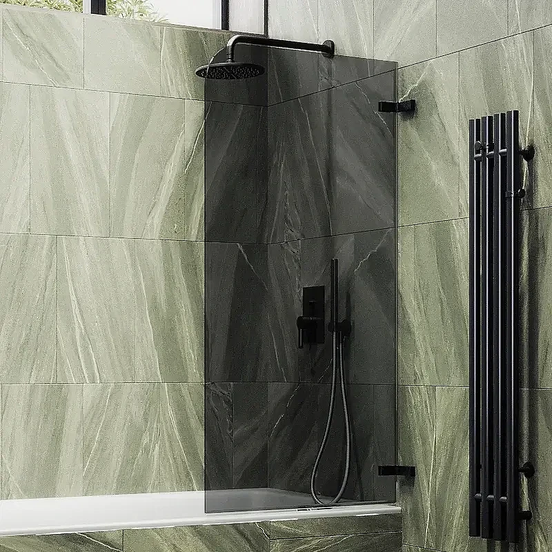 Шторка для ванны Maybah Glass MGV-654-6 705х1400 поворотная на петлях Черный стекло графитовое