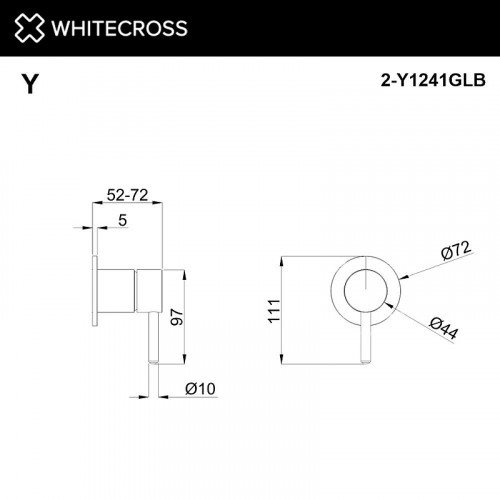 Смеситель для душа Whitecross Y brushed gold 2-Y1241GLB цвет Золото брашированное