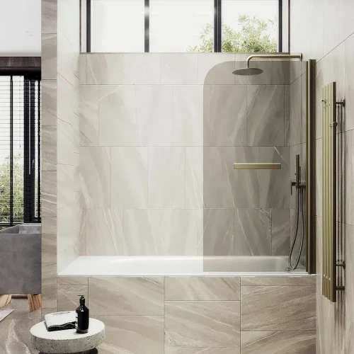 Шторка для ванны Maybah Glass MGV-783-2 700х1400 поворотная на монопетле с полотенцедержателем Бронза стекло бронзовое