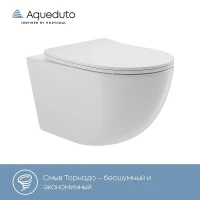 Унитаз Aqueduto Ovo Tornado OVOT2110 подвесной цвет Белый глянцевый с сиденьем Микролифт