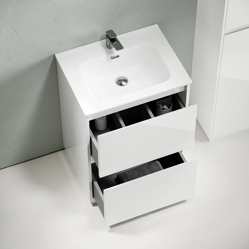 Тумба под раковину Sancos Libra Floor 60 LB60FW Белый глянец МДФ / ЛДСП