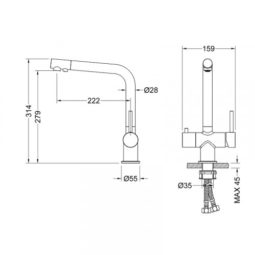 Смеситель для кухни Timo Saona 2396/03F Черный матовый латунь
