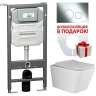 Комплект унитаза с инсталляцией Ceramicanova Metric CN3007_1001CH_1000 с сиденьем Микролифт и клавишей смыва Хром фарфор подвесной