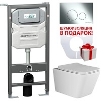 Комплект унитаза с инсталляцией Ceramicanova Metric CN3007_1001CH_1000 с сиденьем Микролифт и клавишей смыва Хром фарфор подвесной