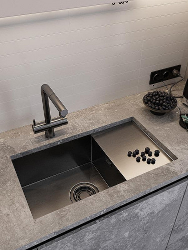 Кухонная мойка Emar PVD 70 EMB-124 PVD цвет Nano Dark