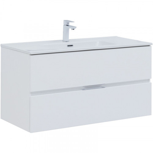 Тумба под раковину Aquanet Алвита New 100 277518 подвесная Белая матовая МДФ / ЛДСП