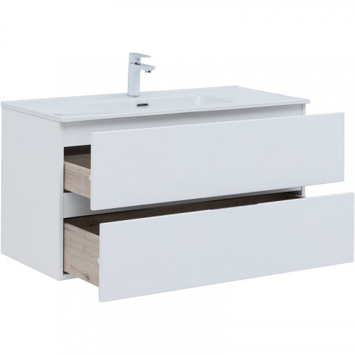 Тумба под раковину Aquanet Алвита New 100 277518 подвесная Белая матовая МДФ / ЛДСП
