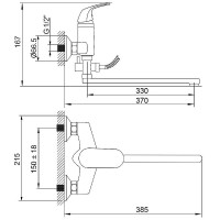 Смеситель для ванны Melodia della vita Moderno MDV35141_bk универсальный Черный