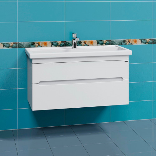 Тумба под раковину СанТа Лондон 100 224040 подвесная Белая МДФ / ЛДСП