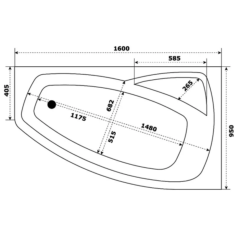 Акриловая ванна Creto Madison 160х95 R 22-1114 без гидромассажа