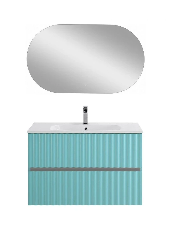 Тумба под раковину Art&Max Elegant 90 AM-ELEGANT-900-2C-SO-MM-LED подвесная цвет Светло-зеленый матовый