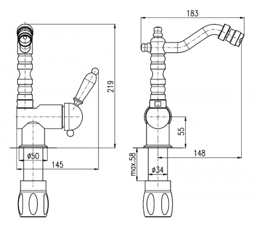 Смеситель для биде Rav Slezak Labe L508.5/9SM Бронза латунь