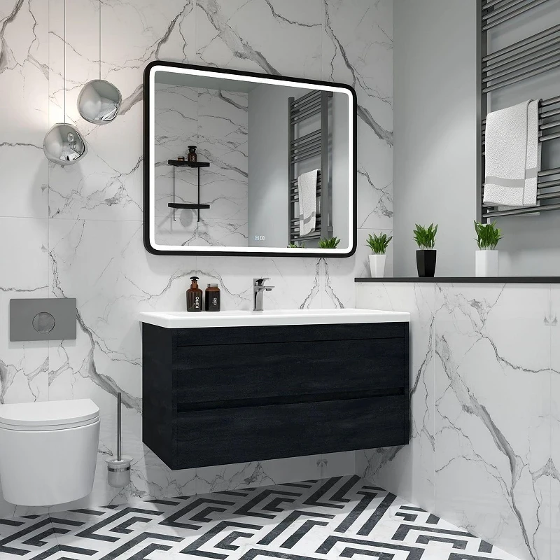 Тумба под раковину Art&Max Family M 100 Family-M-1000-2C-SO-HC подвесная цвет Угольный камень