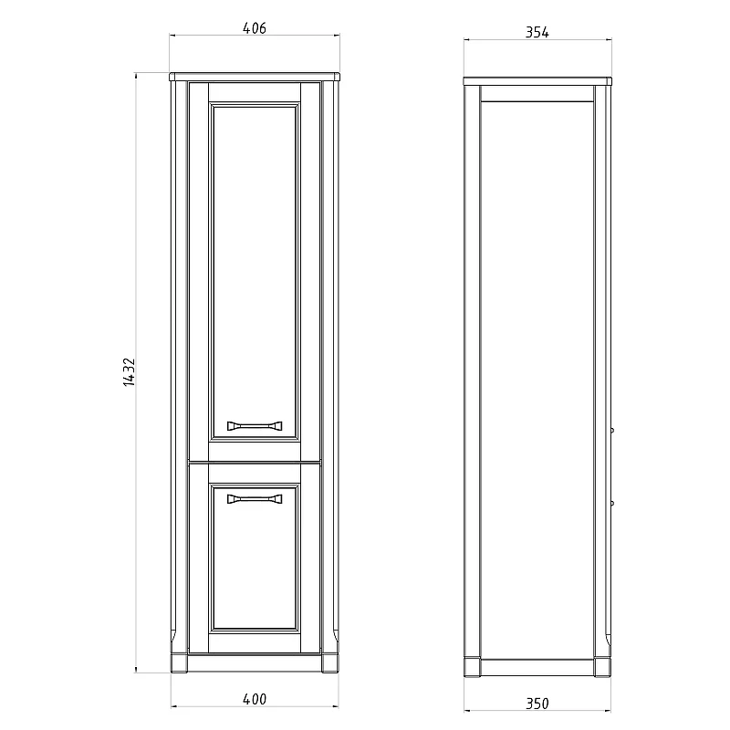 Шкаф пенал ASB-Woodline Толедо 40 11226 подвесной Smalt (синий) массив дерева, стекло