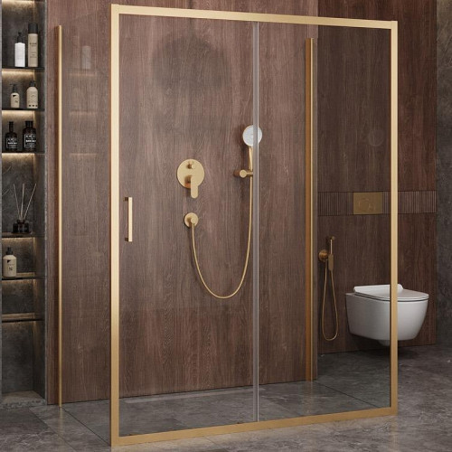 Душевой уголок Cezares Molveno 160x90 MOLVENO-AH-12-160/90-C-BORO-IV профиль Брашированное золото стекло прозрачное