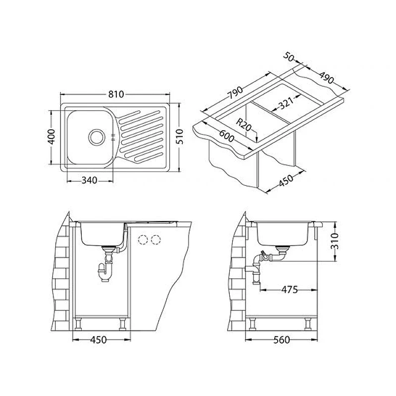 Кухонная мойка Alveus Elegant 30 LEI 90 FI 810x510 1126349 Перфорированная сталь нержавеющая сталь встраиваемый