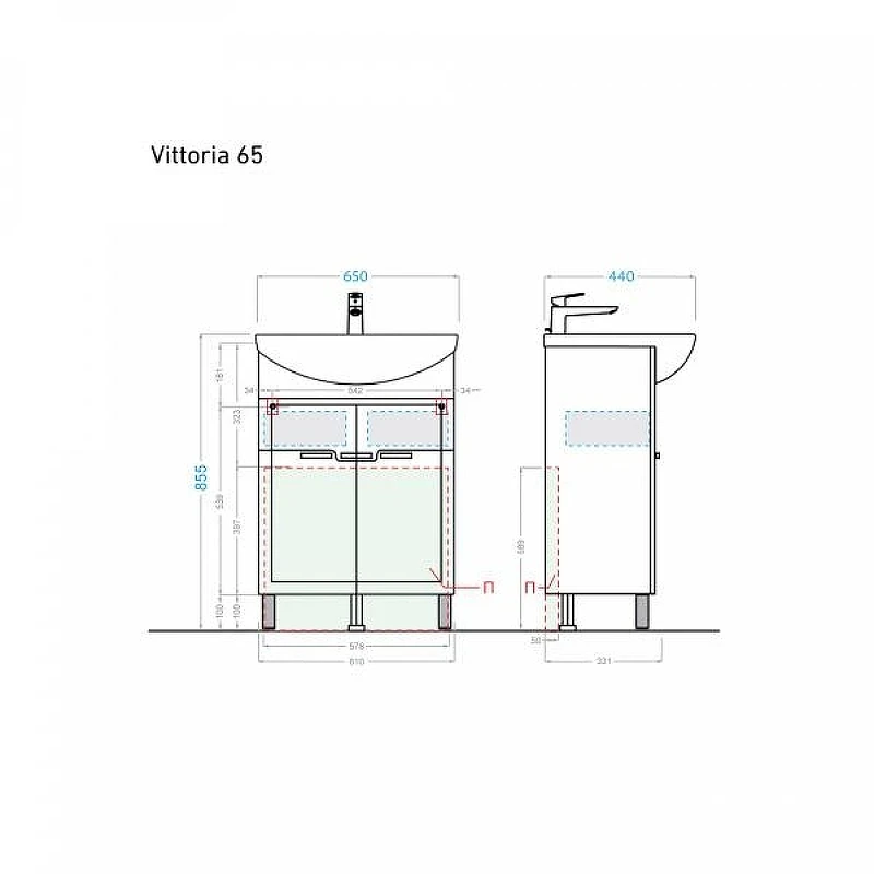 Тумба под раковину Alavann Vittoria 65 ALV0208001 цвет Белый