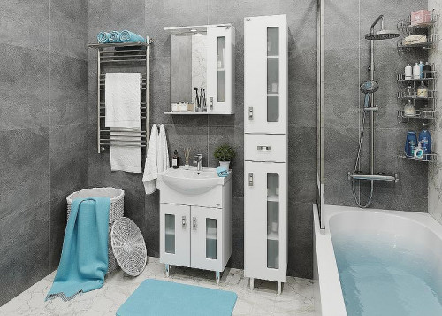 Зеркало со шкафом Onika Кристалл 58.01 205818 с подсветкой Белое