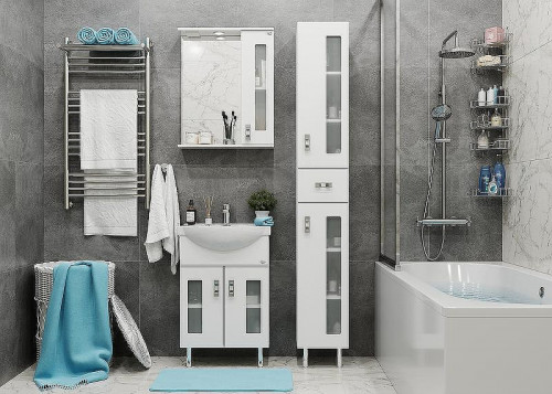 Зеркало со шкафом Onika Кристалл 58.01 205818 с подсветкой Белое