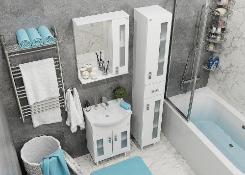 Зеркало со шкафом Onika Кристалл 58.01 205818 с подсветкой Белое