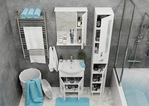 Зеркало со шкафом Onika Кристалл 58.01 205818 с подсветкой Белое