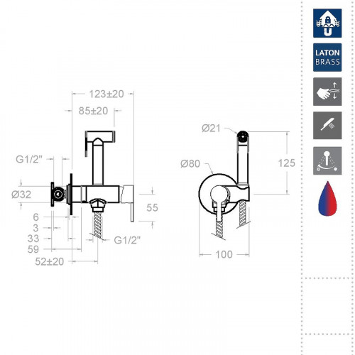 Гигиенический душ со смесителем Ramonsoler Drako 336801WCNM Черный матовый