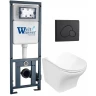 Комплект унитаза с инсталляцией WeltWasser MARBERG 410 + ODENBACH 004 GL-WT + MAR 410 RD MT-BL 10000010967 цвет Белый глянцевый с сиденьем Микролифт и клавишей смыва цвет Черный матовый