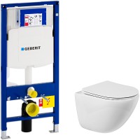 Комплект унитаза BelBagno Amanda BB051CHR+BB051SC с инсталляцией Geberit Duofix Sigma UP320 111.300.00.5 с сиденьем Микролифт фаянс подвесной