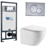 Комплект унитаза с инсталляцией WeltWasser MARBERG 507 + MERZBACH 043 MT-WT + MAR 507 RD-CR 10000011437 цвет Белый матовый с сиденьем Микролифт и клавишей смыва цвет Хром
