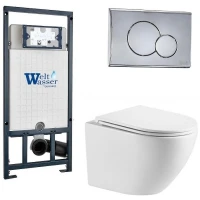 Комплект унитаза с инсталляцией WeltWasser MARBERG 507 + MERZBACH 043 MT-WT + MAR 507 RD-CR 10000011437 цвет Белый матовый с сиденьем Микролифт и клавишей смыва цвет Хром
