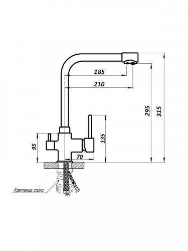 Смеситель для кухни Wisent W4355-3-24 цвет Графит