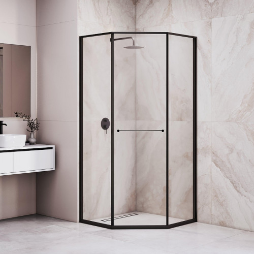 Душевой уголок RGW 90x90 33328299-14R профиль цвет Черный стекло прозрачное
