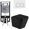 Комплект унитаза с инсталляцией WeltWasser AMBERG 497 + GELBACH 043 MT-BL + AMBERG RD-WT 10000011978 цвет Черный матовый с сиденьем Микролифт и клавишей смыва цвет Белый
