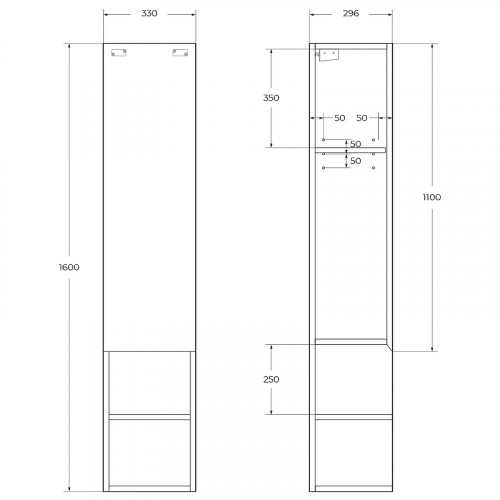 Шкаф пенал BelBagno Kraft 33 R KRAFT-1600-1A-SC-RT-R подвесной Rovere Tabacco МДФ / ЛДСП
