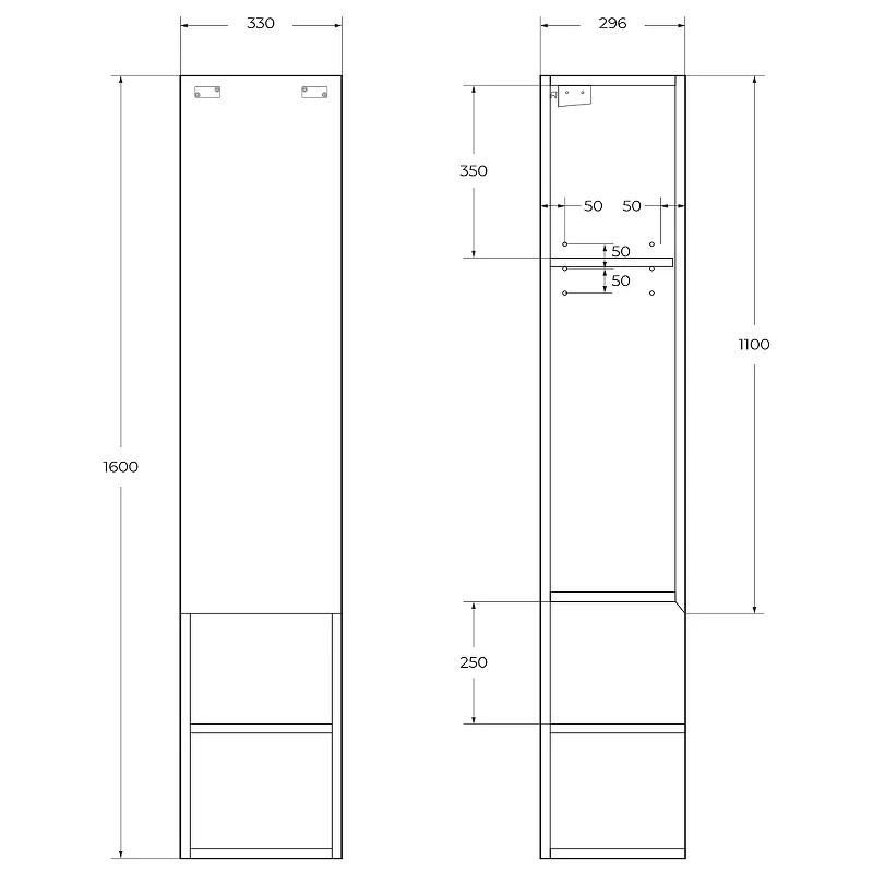 Шкаф пенал BelBagno Kraft 33 R KRAFT-1600-1A-SC-RT-R подвесной Rovere Tabacco МДФ / ЛДСП