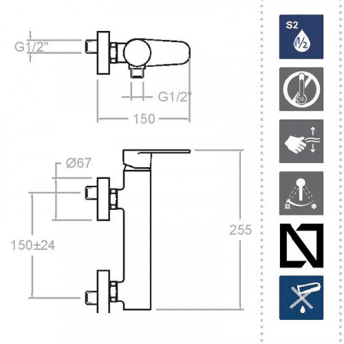 Смеситель для душа Ramonsoler Alexia 360801BTNM Черный матовый