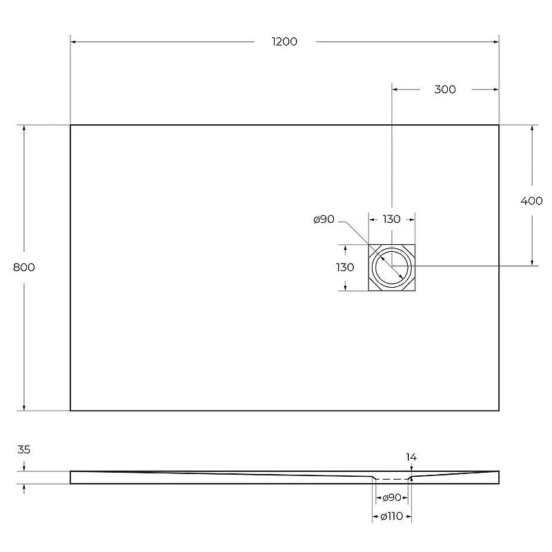 Душевой поддон из искусственного камня BelBagno Uno 120x80 TRAY-MR-UNO-AH-120/80-35-W-NO Белый