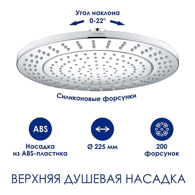 Душевая система WasserKRAFT A113.067.101.CH Thermo с термостатом Хром Белая латунь на стену