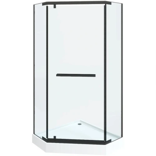 Душевой уголок Ceruttispa Chika 100x100 ZP101B профиль Черный матовый стекло прозрачное