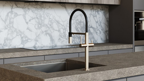 Смеситель для кухни Boheme Uno 115-MG Золото матовое латунь