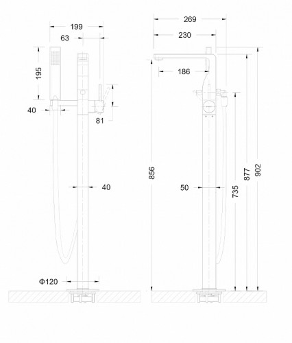 Смеситель для ванны Bravat Arc F66061C-B3-ENG напольный Хром латунь на пол
