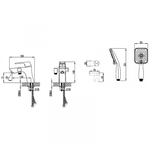 Смеситель на борт ванны Lemark Unit LM4515C Хром латунь